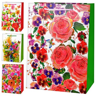 Пакет подарочный бумажный M "Flowers" 26*32*10см