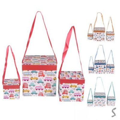 Коробка подарочная картонная "Transport" 3шт/наб 10*10/15*15/22*22см