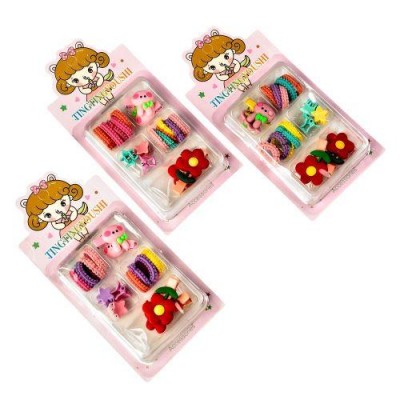 Аксессуары для волос 17пр/наб (10резинок, 2крабика, 4заколки)