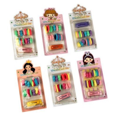 Аксессуары для волос 18пр/наб (16резинок, 2заколки)