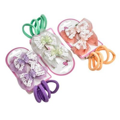 Аксессуары для волос 6шт/наб (4резинки, 2заколки)