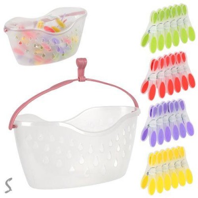 Прищепка бытовая в ведре 24шт/уп 23*12*11см