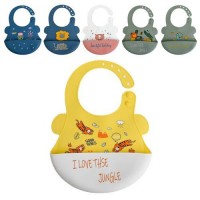 Слюнявчик силиконовый с карманом с рисунком 23*31см