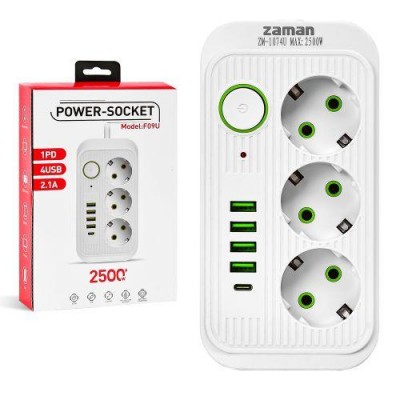 Удлинитель 3м (3р 4USB 1PD с выкл) 22*14.8*5см