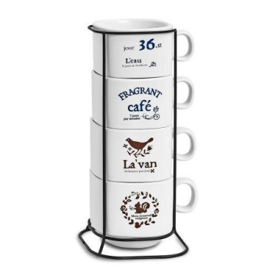 Чашки на подставке "Fragrant cafe" 5пр/наб 200мл