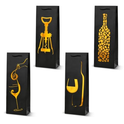 Пакет подарочный бумажный под бутылку "Wine Art" 36*13*8см