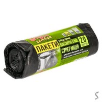 Пакеты для мусора сверхпрочные 60л 20шт/уп 60*70см