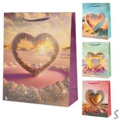 Пакет подарочный бумажный S "Hearts" 18*23*10см