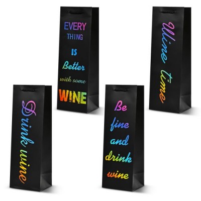 Пакет подарочный бумажный под бутылку "Wine time" 36*12*10см