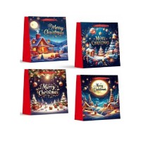 Пакет новогодний бумажный M "Christmas evening 3D" 26*32*10см	