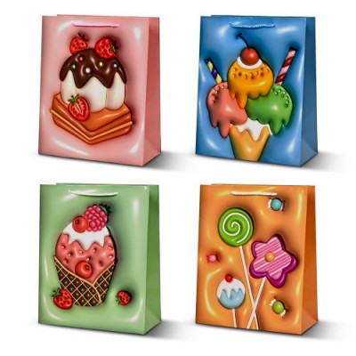 Пакет подарочный бумажный L "Sweets 3D" 31*42*12см