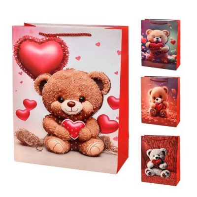 Пакет подарочный бумажный S "Bear 3D" 18*24*8.5см