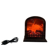 Камин-светильник декоративный с LED подсветкой USB 14.5*12*16см (без батареек)