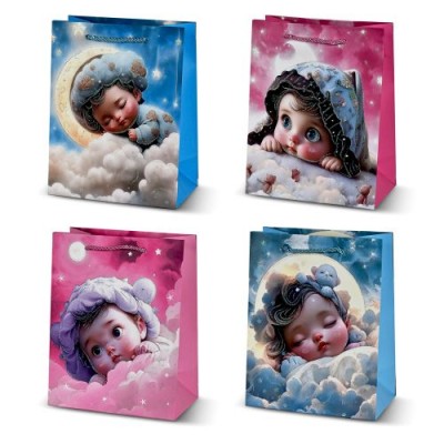 Пакет подарочный бумажный M "Angel 3D" 26*32*12см