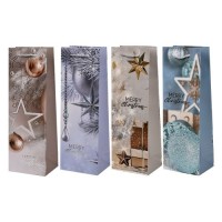 Пакет новогодний бумажный под бутылку "Christmas magic" 12*9*35см	