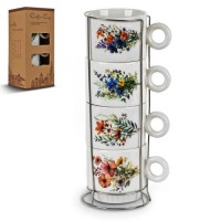 Чашки на подставке "Flowers" 5пр/наб 250мл	