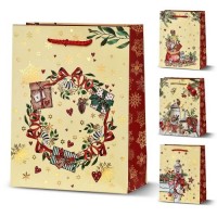 Пакет новогодний бумажный L "Christmas motif" 31*42*12см	