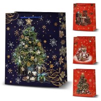 Пакет новогодний бумажный L "Christmas presents" 31*42*12см	