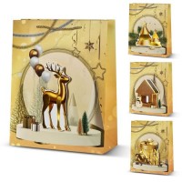 Пакет новогодний бумажный L "New Year 3D" 31*40*12см	