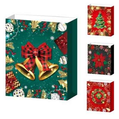 Пакет новогодний бумажный M "Christmas decorations 3D" 26*32*10см