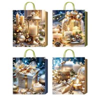 Пакет новогодний бумажный S "Christmas candles" 18*23*8см	