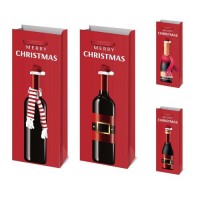 Пакет новогодний бумажный под бутылку "Merry Christmas" 13*8.5*36см	