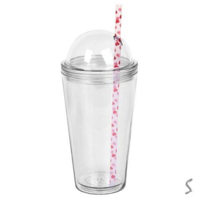 Стакан с крышкой и трубочкой