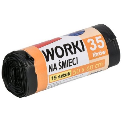 Пакеты для мусора сверхпрочные TOP PACK 35л 15шт/уп 50*60см