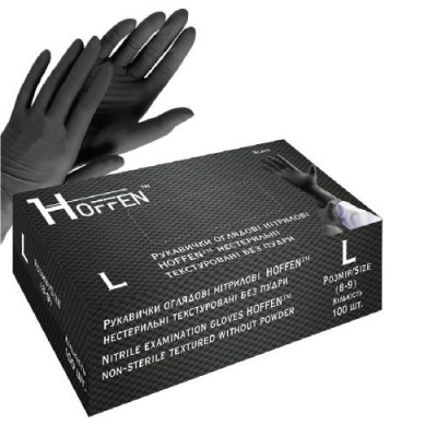 Перчатки нитриловые L Hoffen 3.5г нестерильные текстурированные б/п 50пар/уп