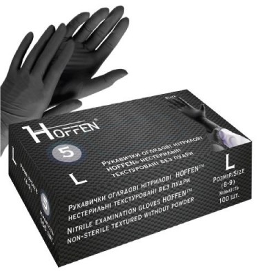 Перчатки нитриловые L Hoffen 5.0г нестерильные текстурированные б/п 50пар/уп