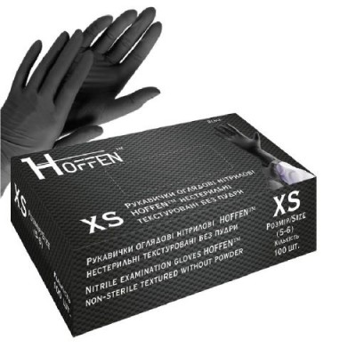 Перчатки нитриловые XS Hoffen 3.5г нестерильные текстурированные б/п 50пар/уп