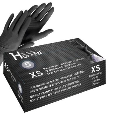 Перчатки нитриловые XS Hoffen 5.0г нестерильные текстурированные б/п 50пар/уп