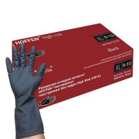 Перчатки латексные XL Hoffen 14.5г нестерильные текстурированные повышенного риска б/п 25пар/уп