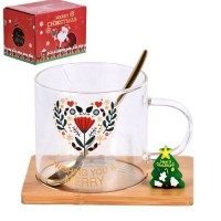 Чашка новогодняя на бамбуковой подставке с ложкой "Christmas Magic" 250мл	