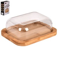 Масленка бамбук с акриловой крышкой 12.5*16*5.5см