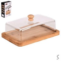 Масленка бамбук с акриловой крышкой 12*19*6см
