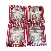 Чашка новогодняя с крышкой и ложкой "Happy Christmas" 380мл	