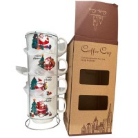 Чашки на подставке новогодние "Happy Christmas" 5пр/наб 180мл	