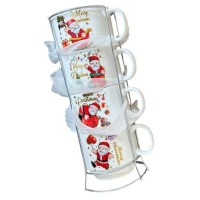 Чашки на подставке новогодние "Christmas stories" 5пр/наб 180мл	