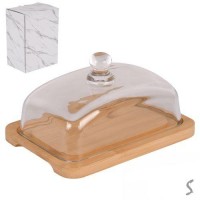 Масленка бамбук со стеклянной крышкой 18*10*9.5см
