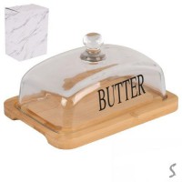 Масленка бамбук со стеклянной крышкой 18*10*9.5см