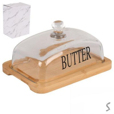 Масленка бамбук со стеклянной крышкой 18*10*9.5см Масленка бамбук со стеклянной крышкой 18*10*9.5см