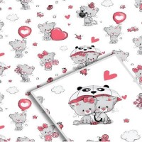 Бумага упаковочная крафт "Мишка на белом" 70*100см 10л/уп	