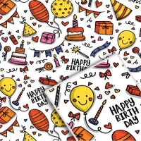 Бумага упаковочная крафт "Шарики на белом" 70*100см 10л/уп	