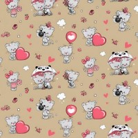 Бумага упаковочная крафт "Мишка на буром" 70*100см 10л/уп	