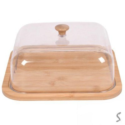 Блюдо бамбук с крышкой 25*25*1.5см