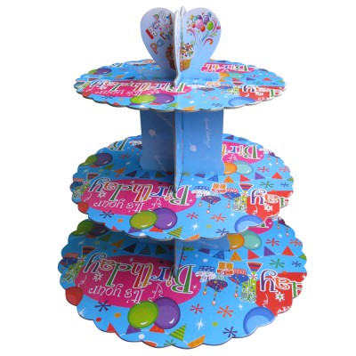 Стенд картонний для капкейків 3 – ярусний Блакитний ( шт )