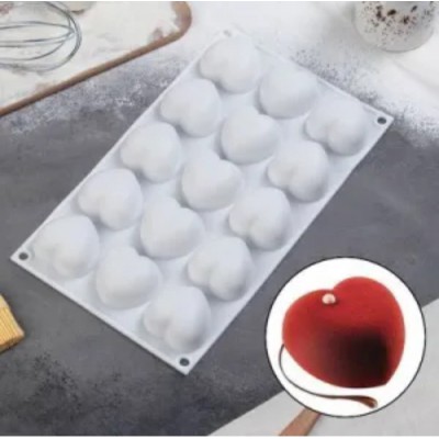 Форма силіконова на 15 виробів 29 х 17 х 2 см Серце ( шт )