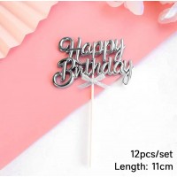 Топпер Happy Brithday серебро
