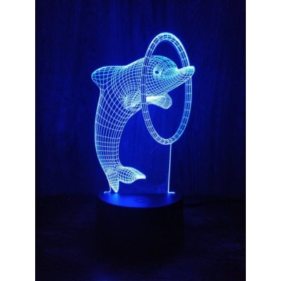 Светильник 3D Дельфин с обручем